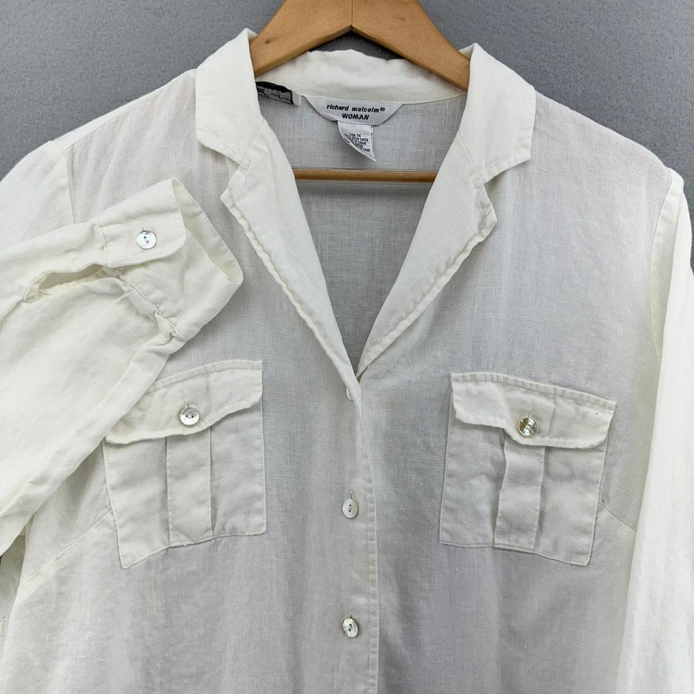 VTG Richard Malcolm Irish Linen Button Down‎ Shirt Long Sleeve 1X Minimalist